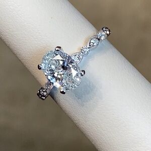 14k gold, 1.5 ct natural diamond engagement ring, alternating marquise band